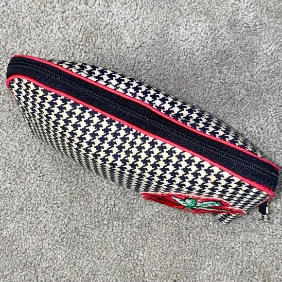 AUTH VTG Christian Dior Houndstooth Small Cosmetic Makeup Bag Clutch Zip Pouch - Picture 10 of 16